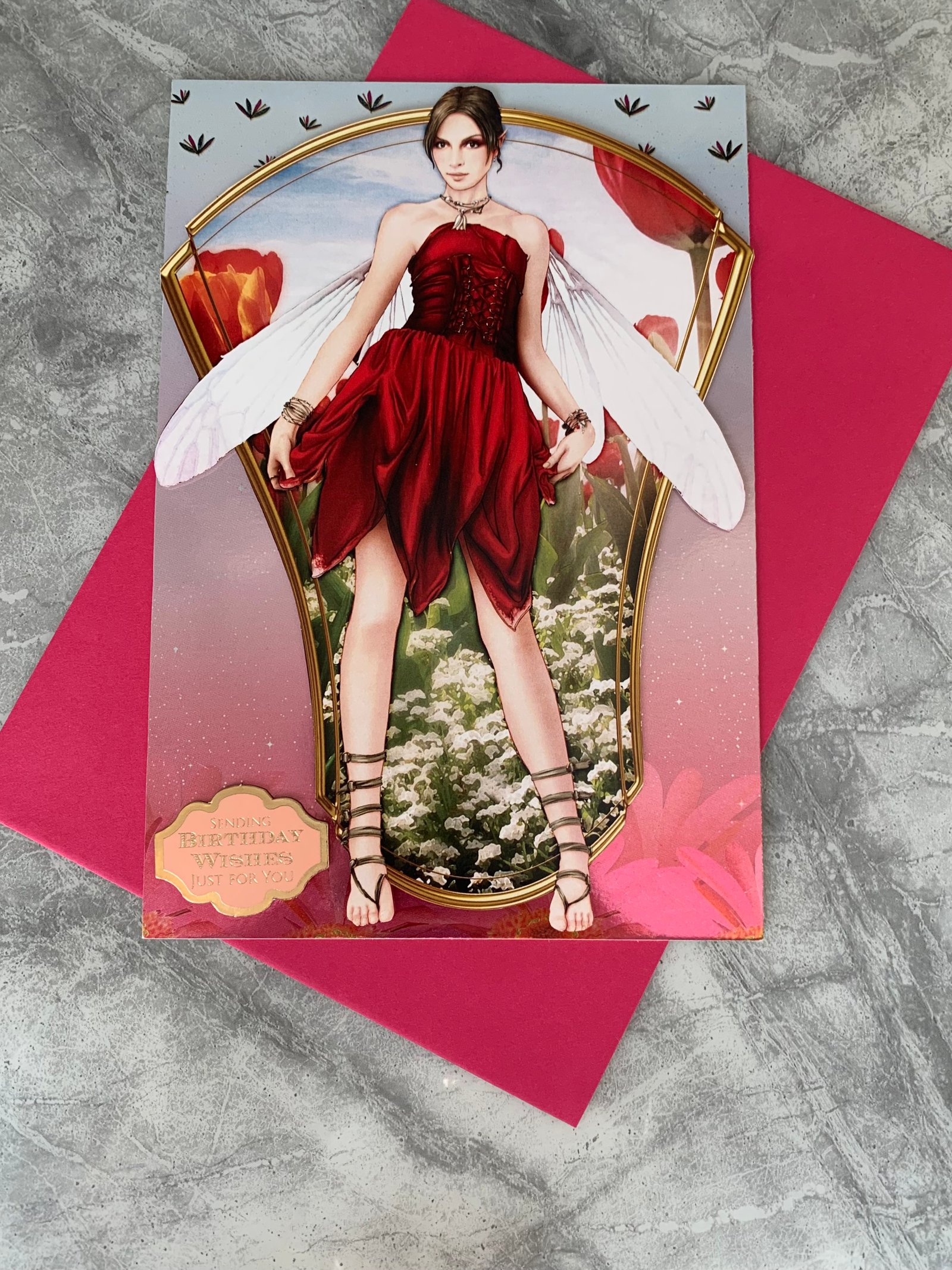 Hand Crafted Best wishes card with fairy design