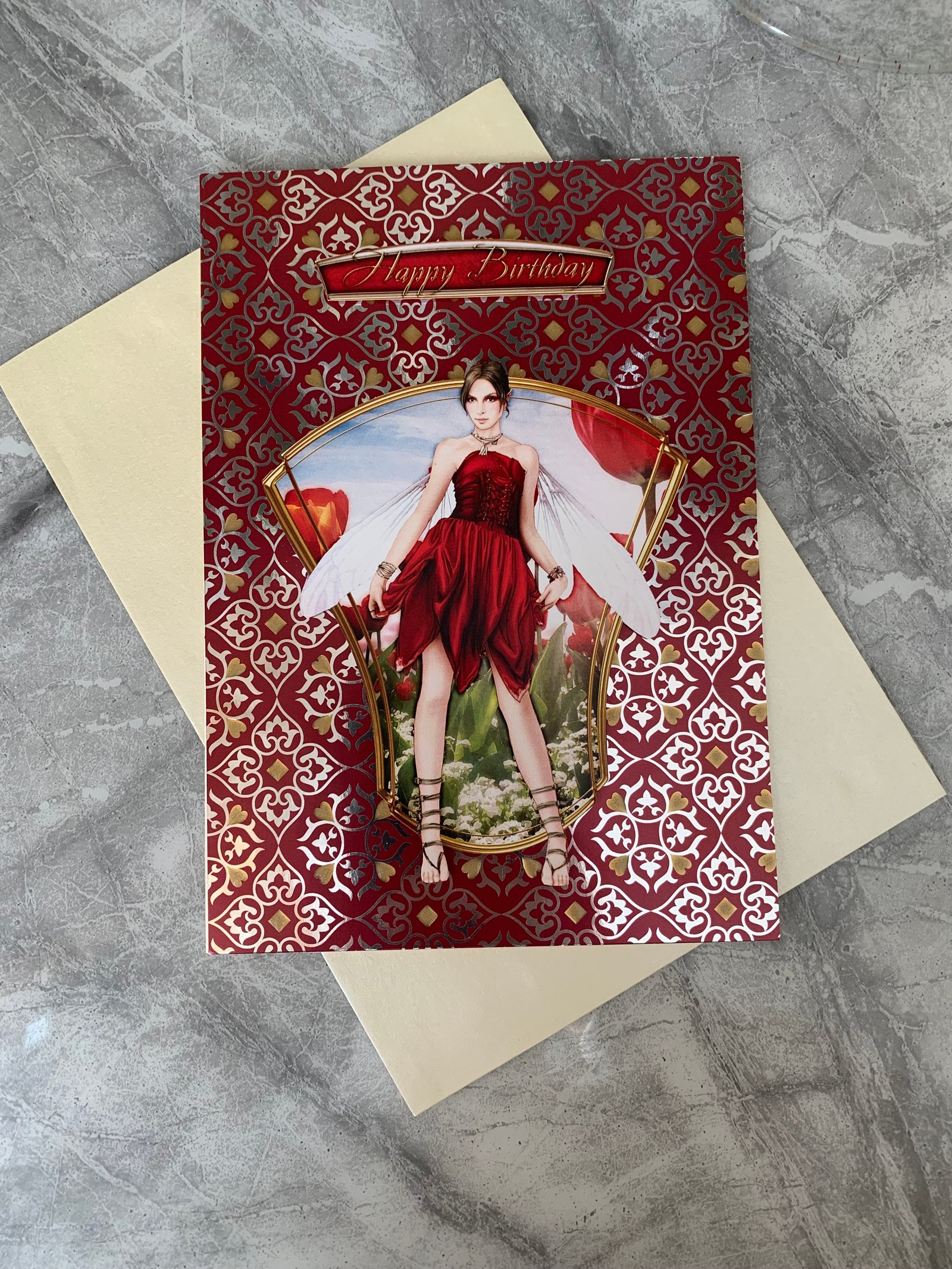 Hand crafted Happy Birthday card with fairy design